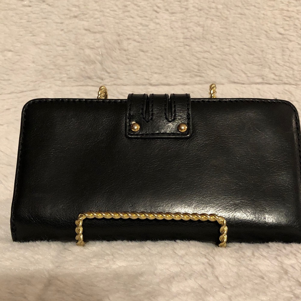 Michael Kors Black Leather Buckle Clutch Wallet with Gold Hardware - Picture 2 of 11